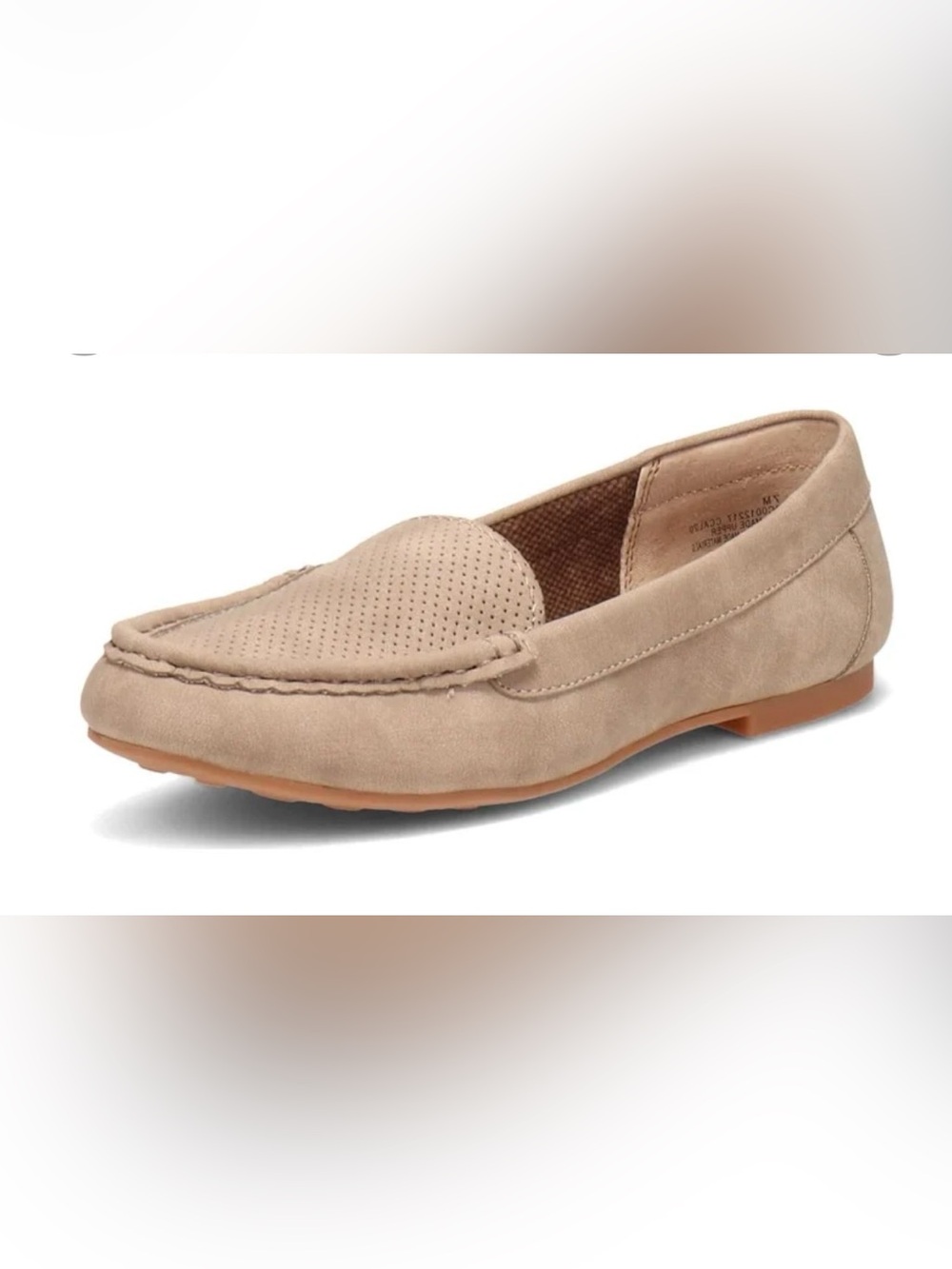 b.o.c. beige perforated suede slip-on loafers